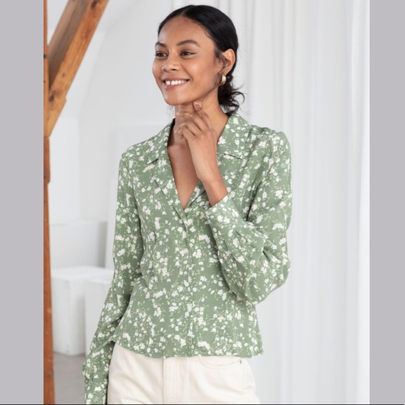 & Other Stories pistachio floral blouse - Picture 1 of 6